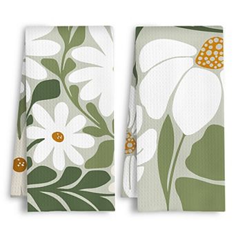 Waffle Weave Kitchen Towels Quick Dry Decorative Dish Hand Towels Set of 2
