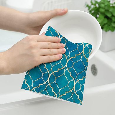 Cutes Botanic Garden Soft Absorbent Kitchen Dish Towel Set 2 Pack Reusable Hanging Loop Home Decor