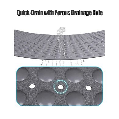 Extra Large Non-Slip Shower Mat with Drainage Hole Suction Cup Soft Trimmable TPE Non-Slip Bath Mat
