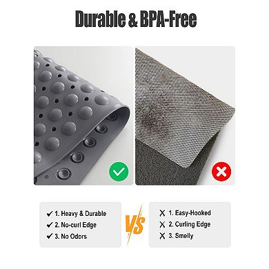 Extra Large Non-Slip Shower Mat with Drainage Hole Suction Cup Soft Trimmable TPE Non-Slip Bath Mat