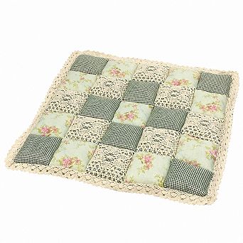 Patchwork Chair Pad With Ties Non Slip Lace Trim Floral Print Kitchen Dining Seat Cushion