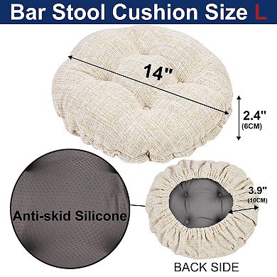 Modern Round Bar Stool Cushion Anti-Slip Silicone Woven Padded Breathable 13in