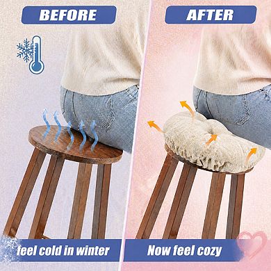 Modern Round Bar Stool Cushion Anti-Slip Silicone Woven Padded Breathable 13in