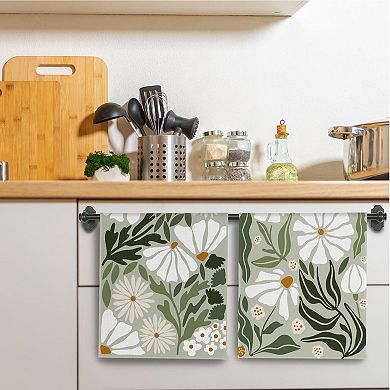 Boho Botanical Dish Tea Towels Waffle Fabric Decorative Set Of 2