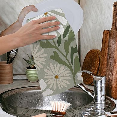 Boho Botanical Dish Tea Towels Waffle Fabric Decorative Set Of 2