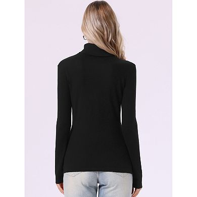 Turtleneck Sweater for Women's Long Sleeve Basic Casual Knit Slim Pullover Tops