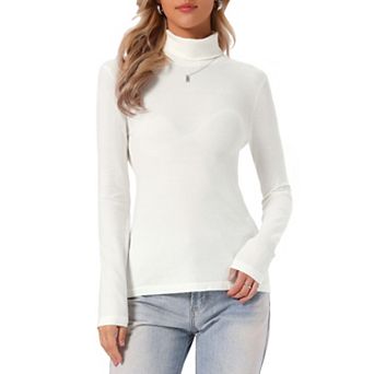 Turtleneck Sweater for Women's Long Sleeve Basic Casual Knit Slim Pullover Tops