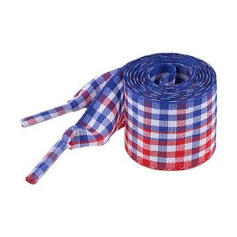 Women's Wide Flat Shoelaces Plaid Fantastic Shoe Laces for Sneaker 2 Pairs 47.2"