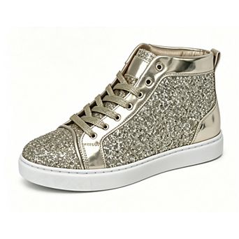 Men's High Top Sneakers Glitter Blink Lace Up Fashion Shoe