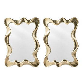 Glitzhome Set of 2 Metal Frame Wavy Wall Mirrors