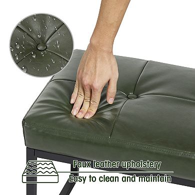 Glitzhome Set of 2 Modern Thick Leatherette Accent Chair & Accent Stool