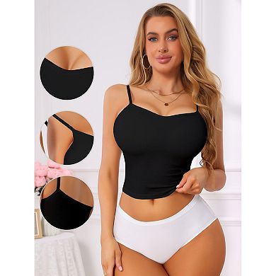 Women's Built in Bras Crop Top Slim Fit Spaghetti Straps Going Out Basic Cami
