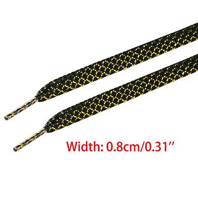 Metallic Sparkly Flat Wide Shoe Laces for Sneakers Checkered Thick Shoelaces 1 Pair 47.2"