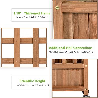 50-Inch Wooden Planter Box with Trellis for Climbing Plants