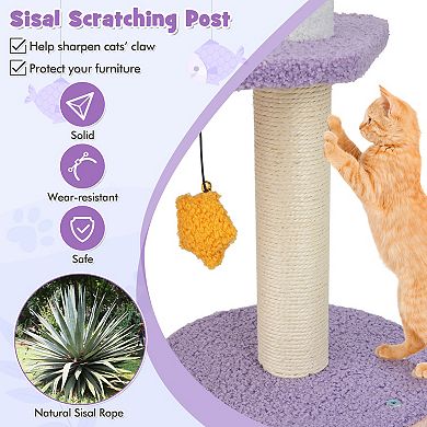 66" Multi-Level Cat Tree Tower with Sisal Scratch Posts, Purple