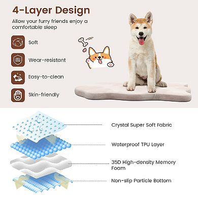 Orthopedic Dog Bed with Memory Foam Support for Large Dogs-Beige