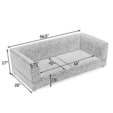 Modern Dog Sofa Bed with Backrest & Armrests, Upholstered Pet Couch