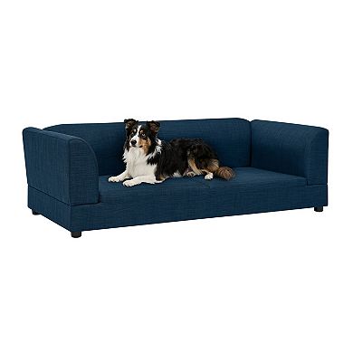 Modern Dog Sofa Bed with Backrest & Armrests, Upholstered Pet Couch