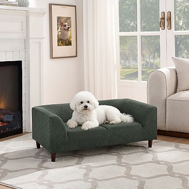 Modern Dog Sofa Bed with Backrest and Armrests, Soft Pet Couch for Small Dogs