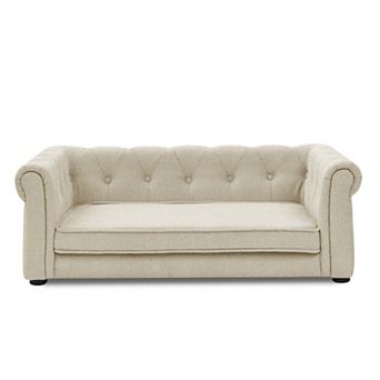Elevated Pet Sofa Bed with Tufted Backrest & Cushioned Seat, Dog Couch