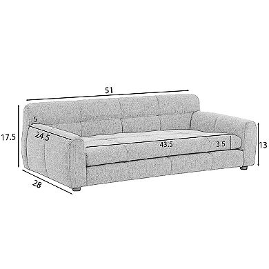 Large Dog Sofa Bed with Armrests & Backrest, Plush Linen Pet Couch