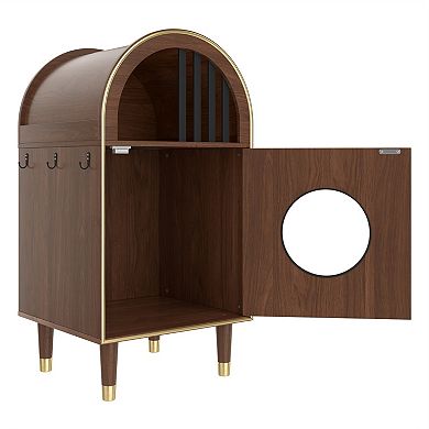 2-Tier Cat Litter Box Enclosure with Side Hooks & Raised Legs, Indoor Cat House