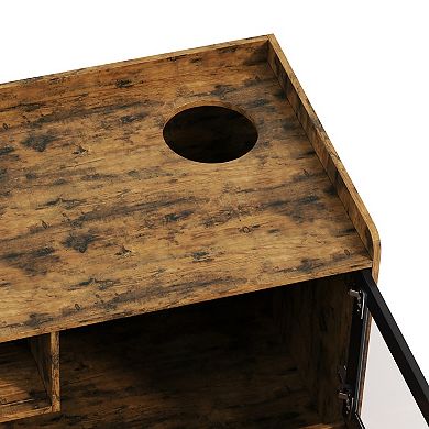 Hidden Cat Litter Box Enclosure with Drawer & Stairs, Cat House Side Table