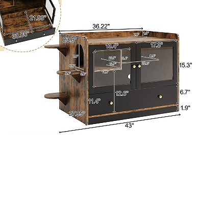 Hidden Cat Litter Box Enclosure with Drawer & Stairs, Cat House Side Table
