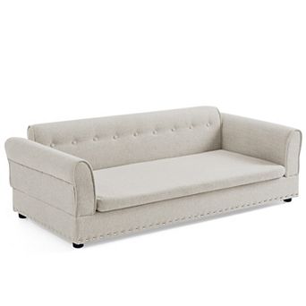 Oversized Dog Sofa Bed with Backrest & Armrests, Elevated Pet Couch