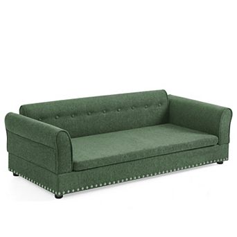 Oversized Dog Sofa Bed with Backrest & Armrests, Elevated Pet Couch