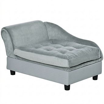 Small Dog Sofa Bed with Hidden Storage, Plush Cushion Pet Couch