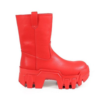 Bunker-1 Chunky Lug Sole Mid Calf Platform Combat Boots