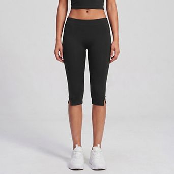 Women's High Waist Capri Leggings Side Slit Cropped Workout Yoga Pants