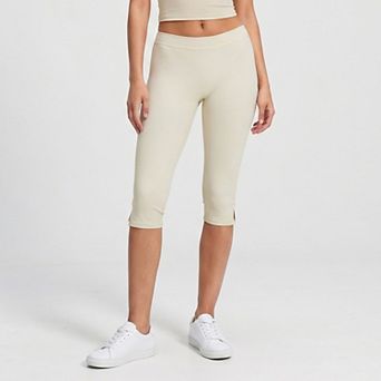 Women's High Waist Capri Leggings Side Slit Cropped Workout Yoga Pants