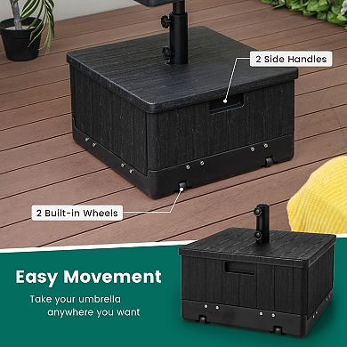 175 lb Fillable Patio Umbrella Base with Built In Table Tray Black
