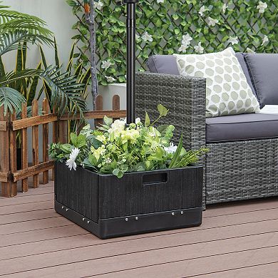 175 lb Fillable Patio Umbrella Base with Built In Table Tray Black