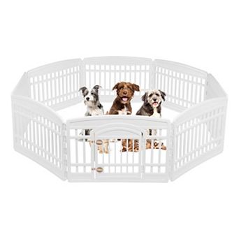 IRIS 24" Dog Playpen - Pet Exercise Pen with Door - 4 to 8 Panel Sizes, White