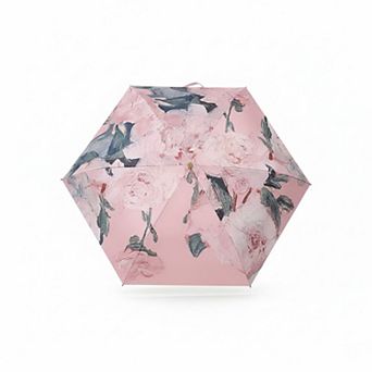 Floral Print Compact Folding Umbrella with Automatic Open and Wind Resistant Frame Design