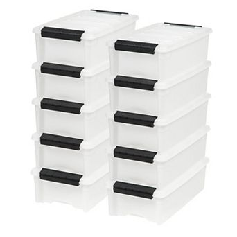 IRIS 6-qt Stackable Plastic Storage Bins with Lids, discrete- Pearl, 10 pk