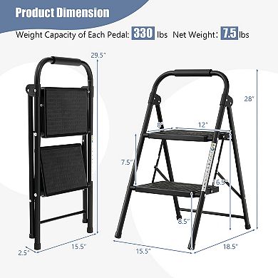 2-Step Ladder with Wide Anti-Slip Pedals