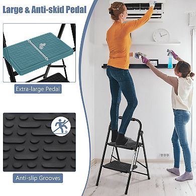 2-Step Ladder with Wide Anti-Slip Pedals