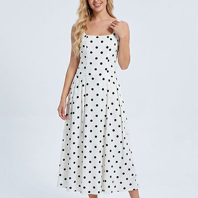 polka dot fit flare dress Fit and flare silhouette designed to accentuate the waist and provide movement Donna Karan New York Women's