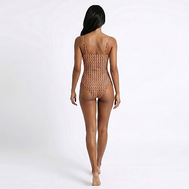 Women's Printed Cutout One Piece Swimsuit with Adjustable Straps