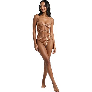 Women's Printed Cutout One Piece Swimsuit with Adjustable Straps