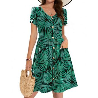 Zeagoo Women Dress Casual T Shirt A Line Mini Simple Solid Sundresses with Sleeve