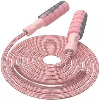 Adjustable Cotton Weighted Jump Rope with Foam Handles Pink