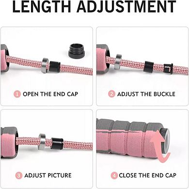 Adjustable Cotton Weighted Jump Rope with Foam Handles Pink