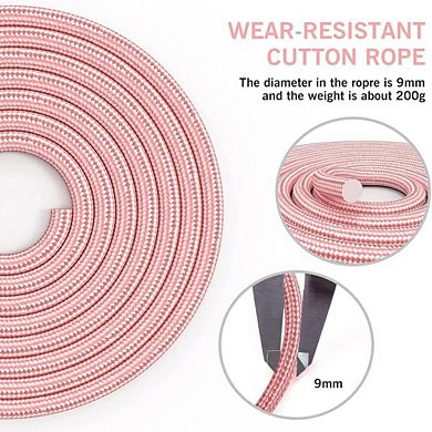 Adjustable Cotton Weighted Jump Rope with Foam Handles Pink