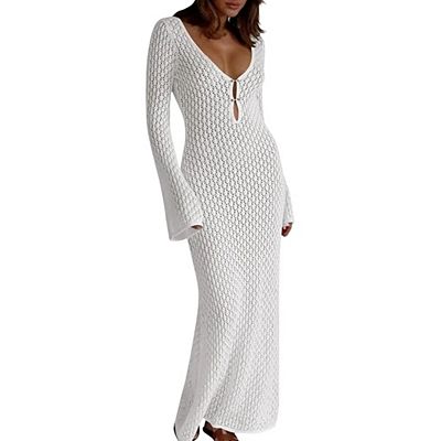crochet cover up dress long sleeve Callie Crochet Cover Up Tunic Black  South Moon Under
