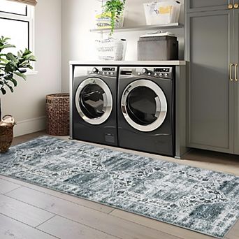 lxt-Area Rugs Vintage Area Rug Washable Non Slip Backing Rug Carpet for Living Room